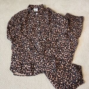 American Eagle Women's Leopard Pj Set size L